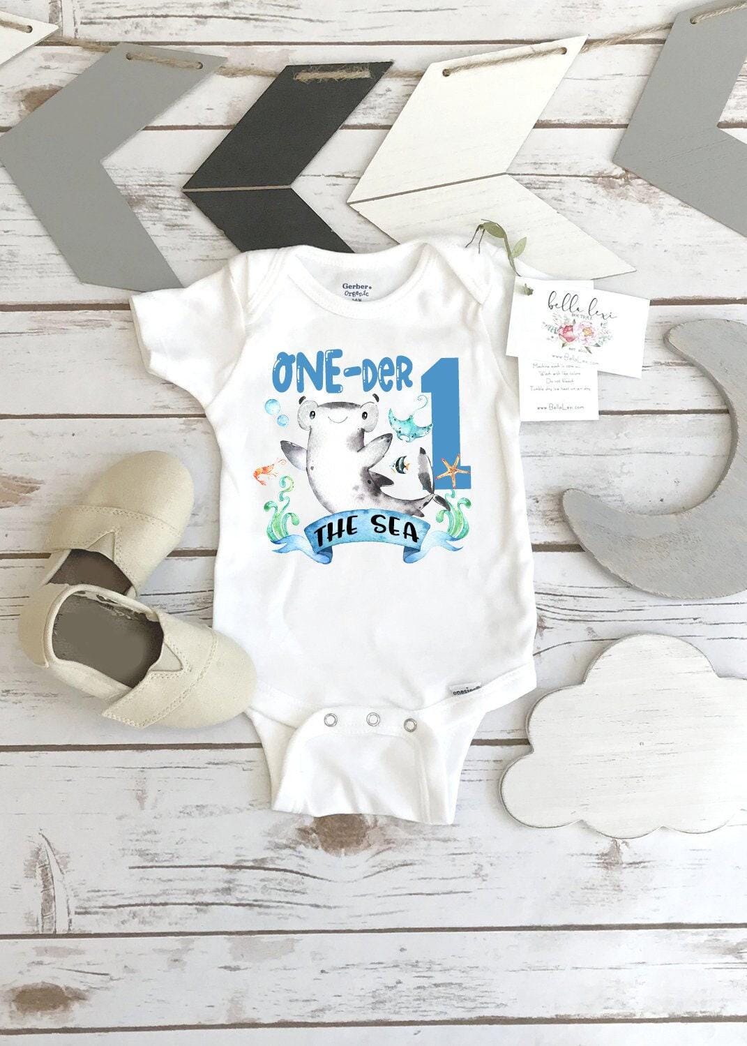 One-der the Sea Shark Birthday Bodysuit, Under the Sea Party Set