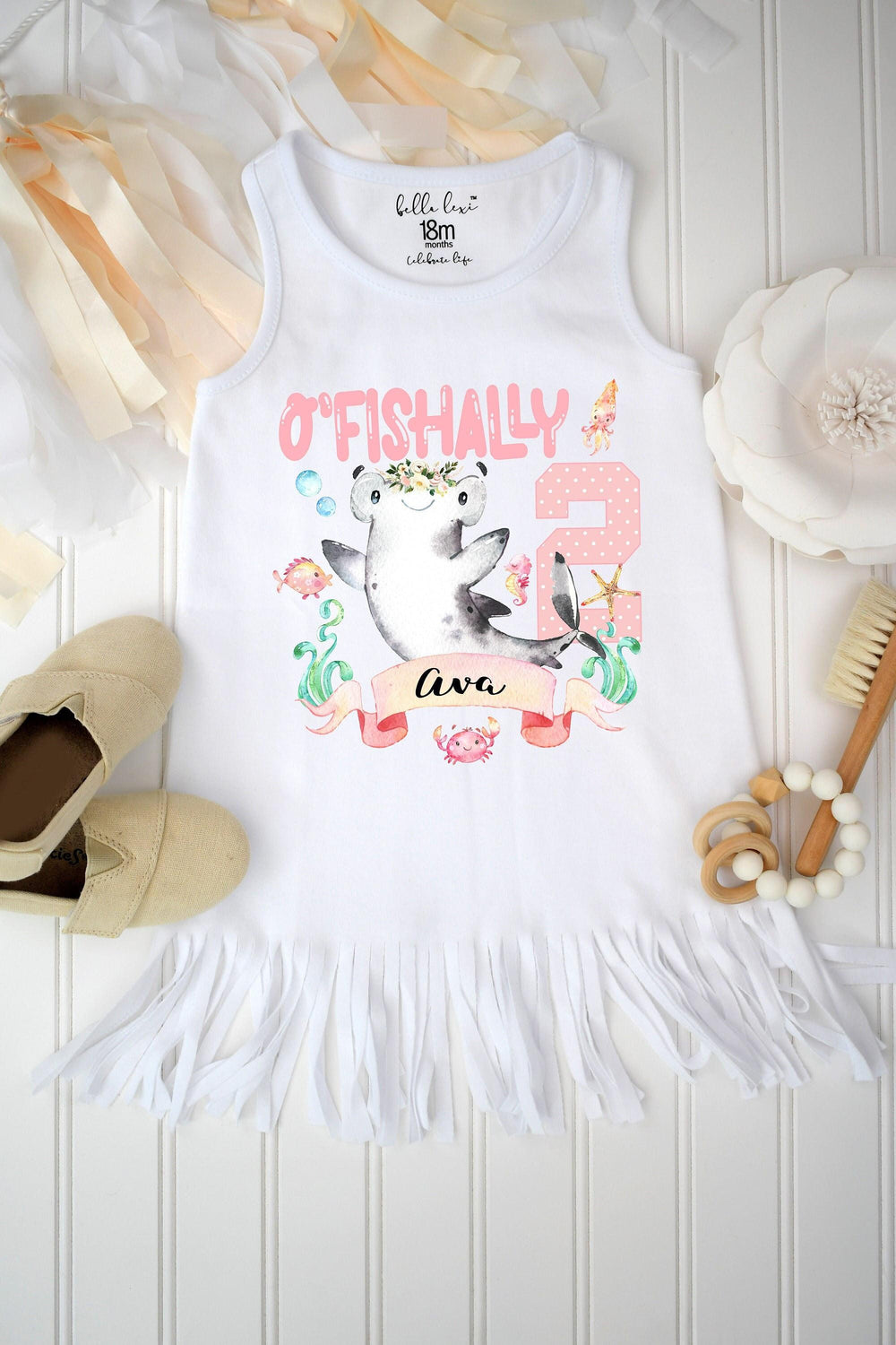 O'Fishally Two Shark Second Birthday Outfit, Personalized