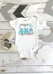 ONEder the Sea first birthday bodysuit, sea animal design