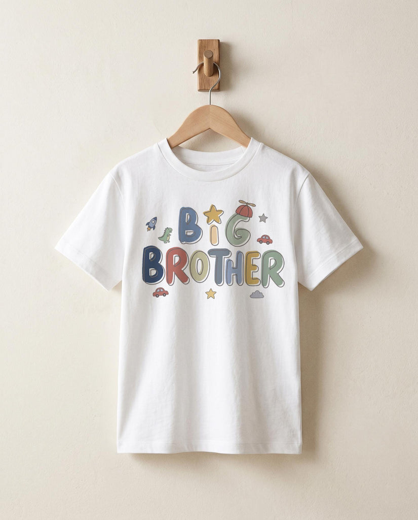 Big Brother Kids Shirt, Brother Toddler Tees, Sibling Tees, Retro Design, Promoted to Big Brother, Family Tees