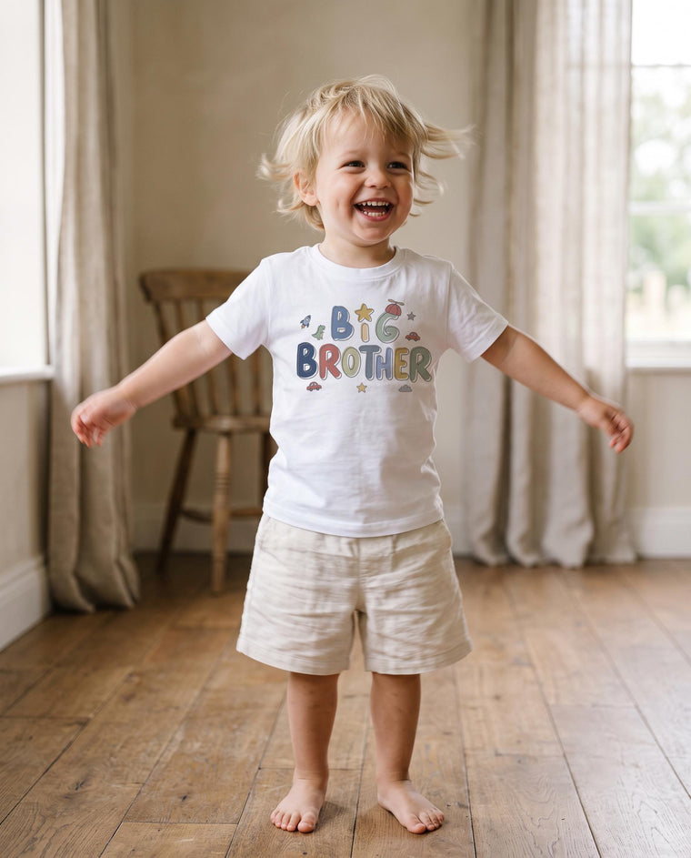 Big Brother Kids Shirt, Brother Toddler Tees, Sibling Tees, Retro Design, Promoted to Big Brother, Family Tees
