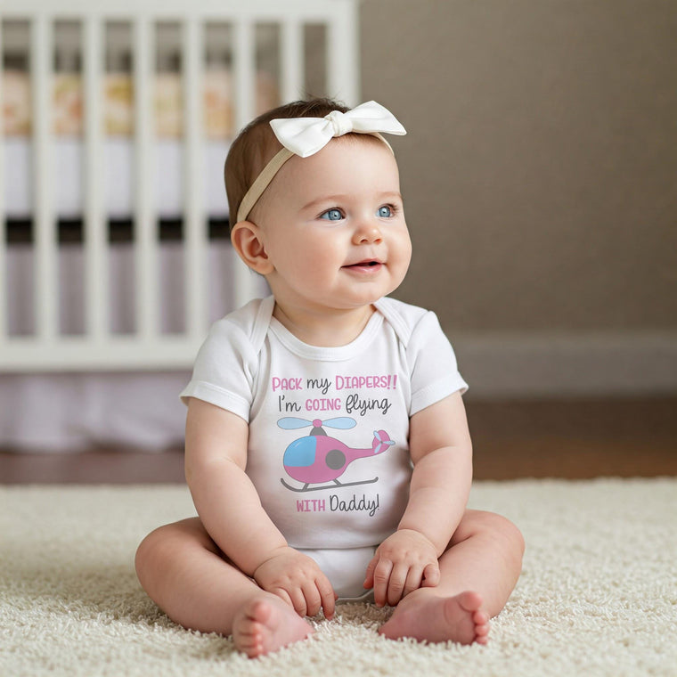 Pilot Onesie®, Daddy's Little Flying Buddy, Baby Shower Gift, Helicopter, Pilot Daddy, Fly with Daddy Shirt, Pack my Diapers I'm going Flyin