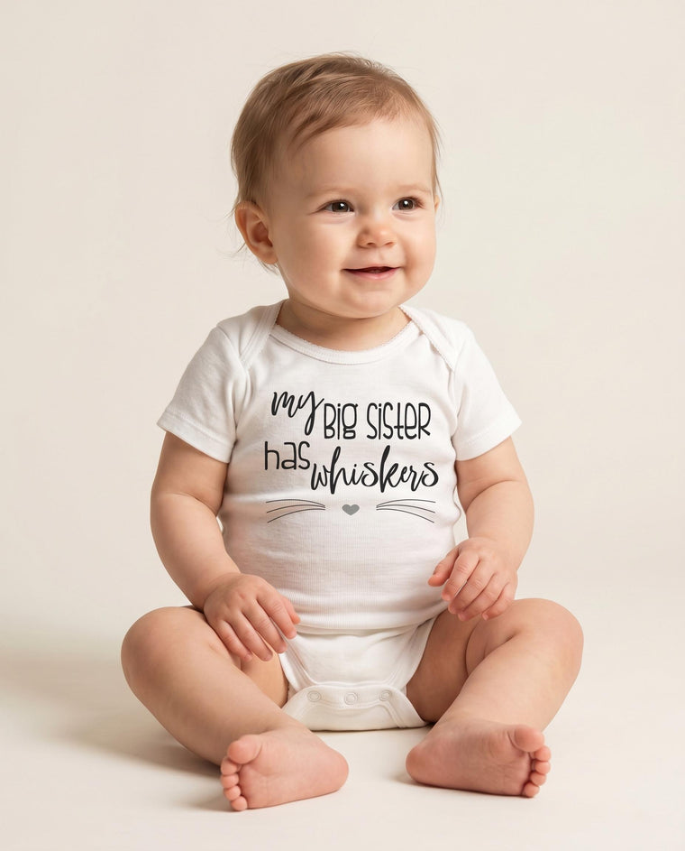 My Big Sister Has Whiskers Cat Bodysuit, Fur Baby Sibling Gift