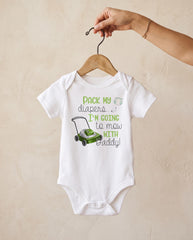 Mowing Onesie®, Pack My Diapers I'm going to Mow, Baby Shower Gift, LawnMower Baby Gift, Pregnancy Reveal, Newborn Gift, Baby Boy Gift, Dad