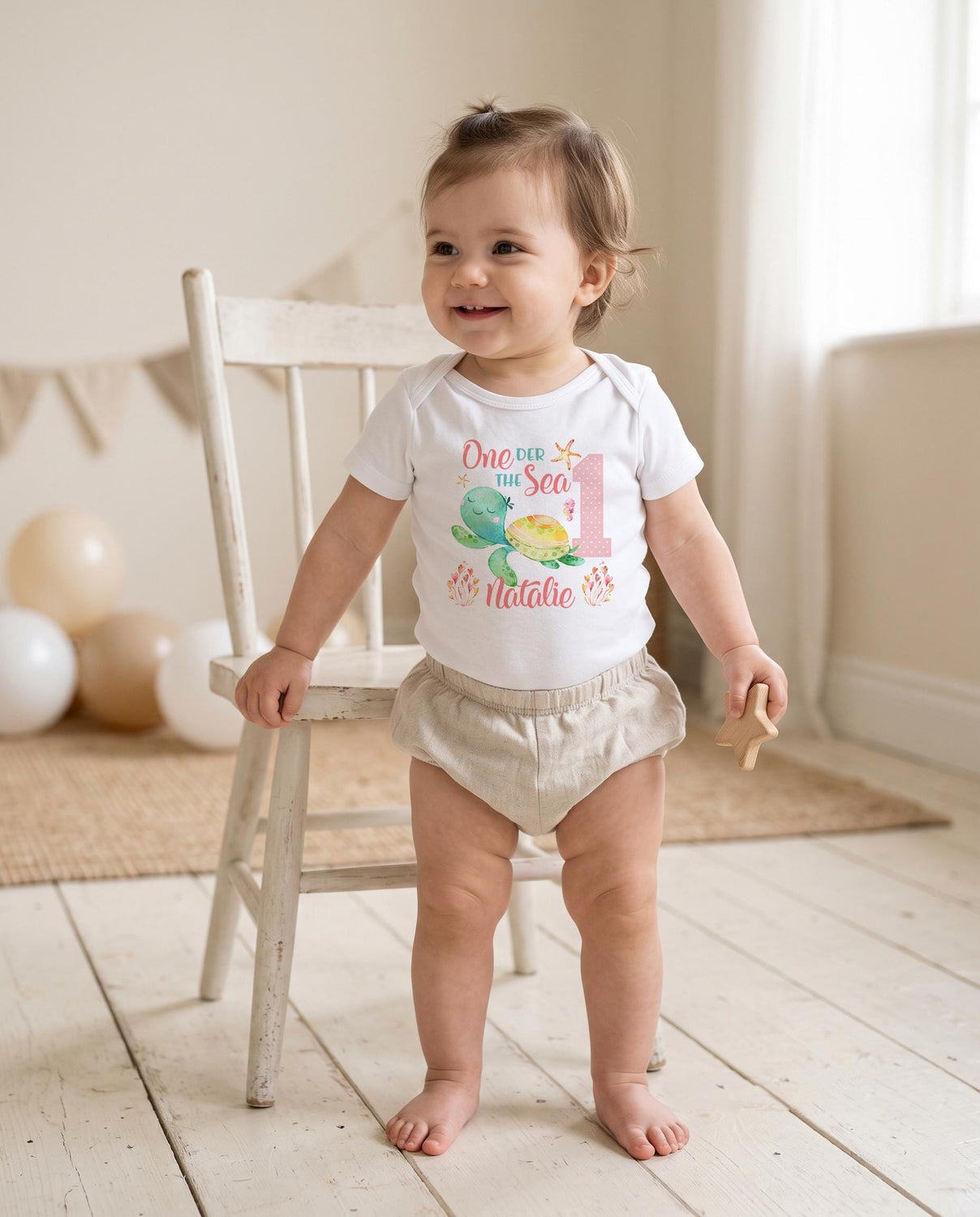 Mermaid Birthday, First Birthday Bodysuit, Under the Sea Party, Turtle Birthday shirt, Personalized Birthday Romper, Oneder the Sea Bithday