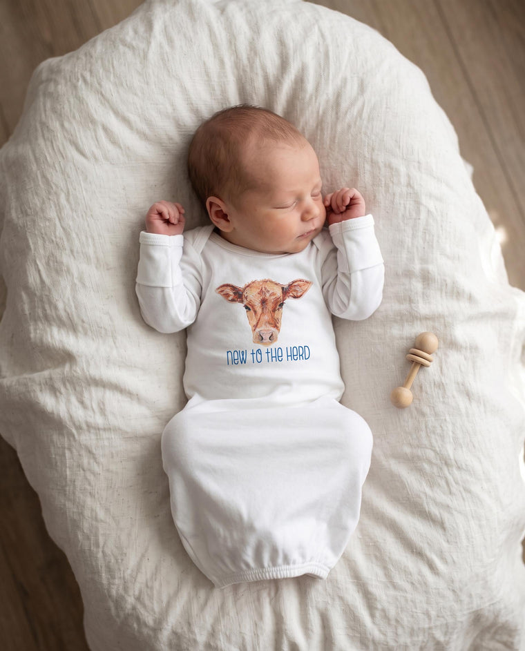 Baby Shower Gift, NEW TO the HERD, Country Baby, Farm shirt, Cowboy Baby, Baby Sleeper, Farm Baby Gift, Cute Baby Gift, Cow Theme, Farm baby
