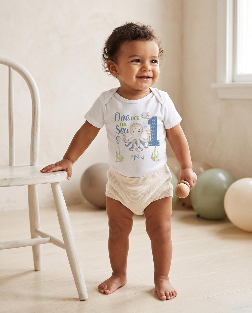 ONEder the Sea Octopus First Birthday Bodysuit, Unisex Design