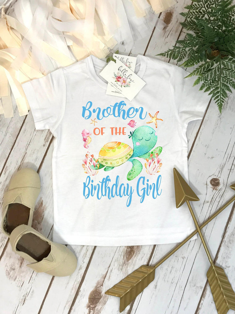 Brother of the Birthday Girl Turtle Bodysuit, Sibling Tee