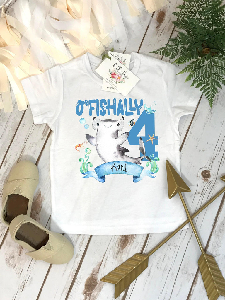 O'Fishally 4 shark fourth birthday shirt design