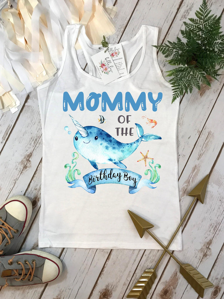 Mommy of the Birthday Boy Narwhal Shirt, Under the Sea Party