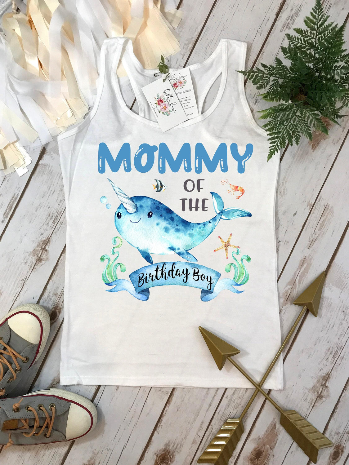 Mommy of the Birthday Boy Narwhal Shirt, Under the Sea Party