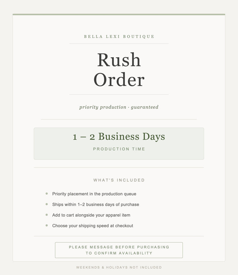 Rush Order Add-On — 1 to 2 Business Day Production — Priority Processing for Custom Baby and Kids Apparel