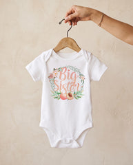Big Sister Peach Floral Bodysuit, Sibling Gift