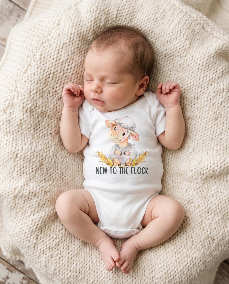 Baby Shower Gift, NEW TO the FLOCK, Country Baby, Farm shirt, Sheep Farmer, LambOnesie®, Farm Baby Gift, Cute Baby Clothes, Sheep Theme,