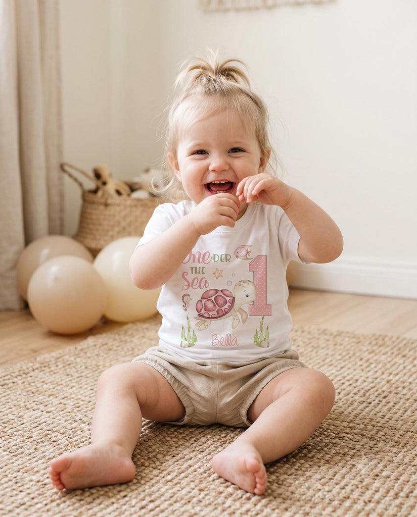 ONEder the Sea Turtle First Birthday Bodysuit, Personalized Girl