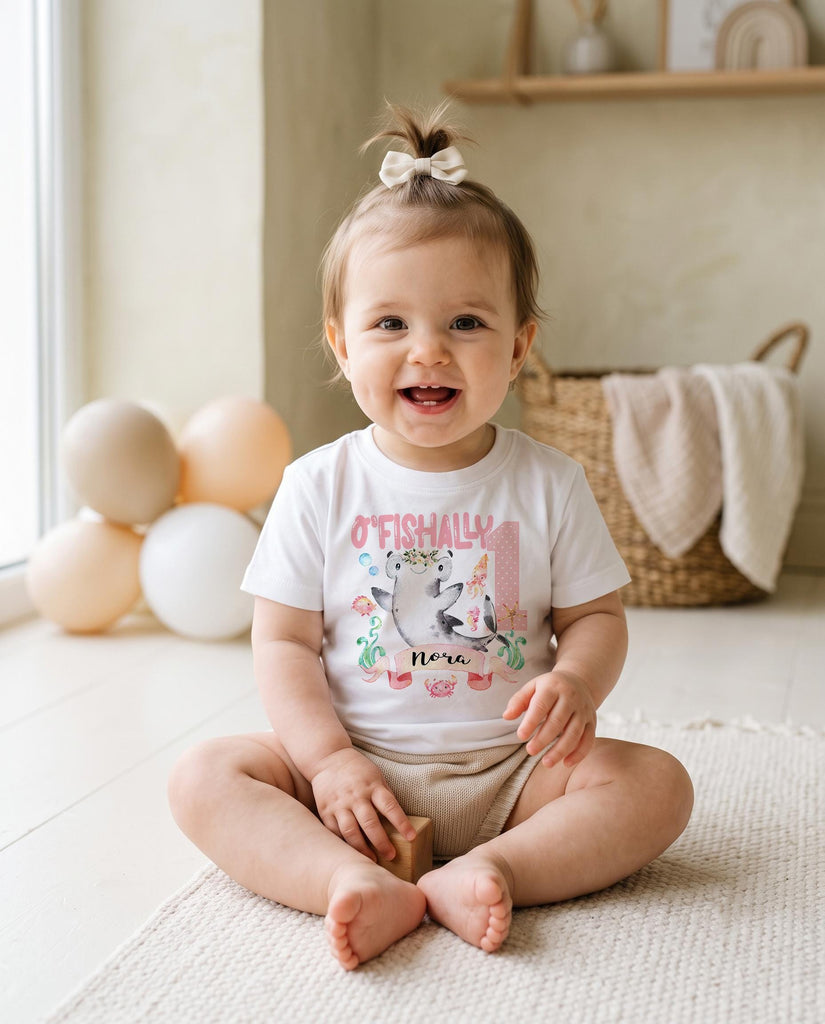 O'Fishally One Shark Birthday Bodysuit, Personalized Girl Outfit
