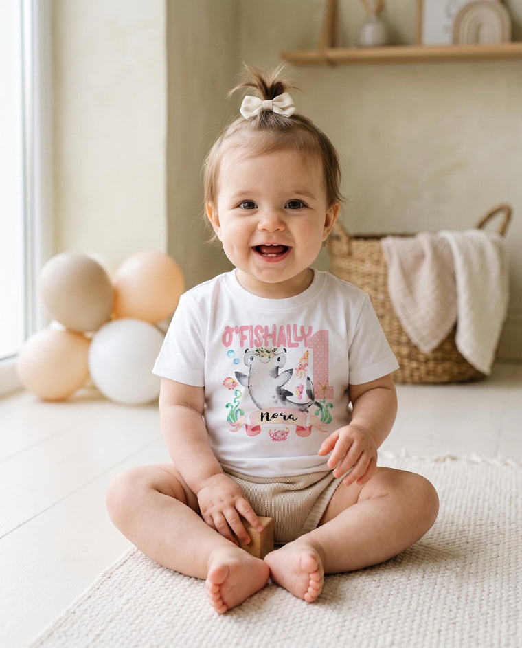 O'Fishally One Shark Birthday Bodysuit, Personalized Girl Outfit