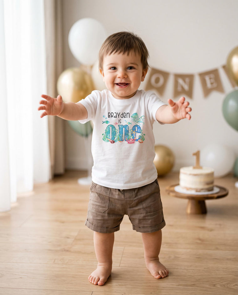 ONEder the Sea First Birthday Bodysuit, Sea Animals Set