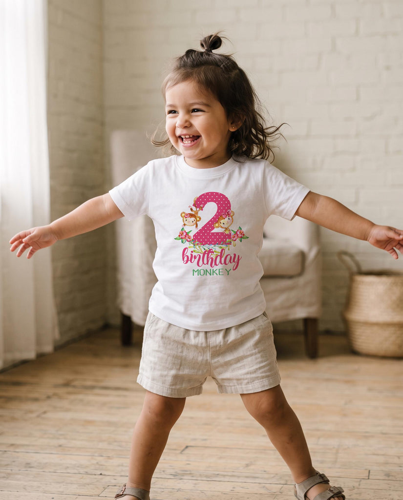 Birthday Monkey Second Birthday Shirt, Jungle Girl Outfit