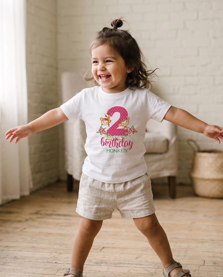 Birthday Monkey Second Birthday Shirt, Jungle Girl Outfit