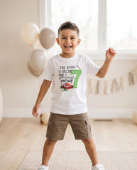 Lawnmower 7th birthday shirt for boy with grass is calling design