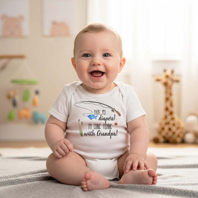 Pack My Diapers I'm Going Fishing With Grandpa Bodysuit, Fishing Buddy Gift