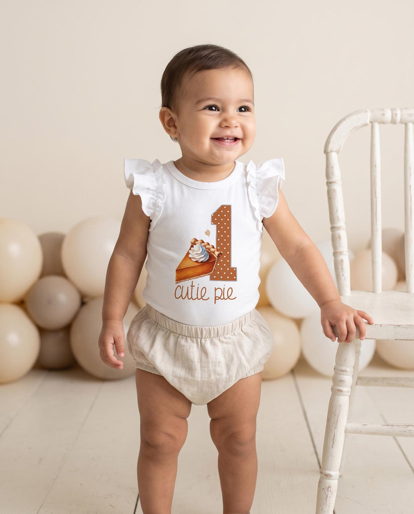 Cutie Pie Birthday Bodysuit, Ruffle Sleeve Sweetie Pie, Sweet as Pie 1st Birthday, One Little Cutie Party, Cake Birthday, I Am 1