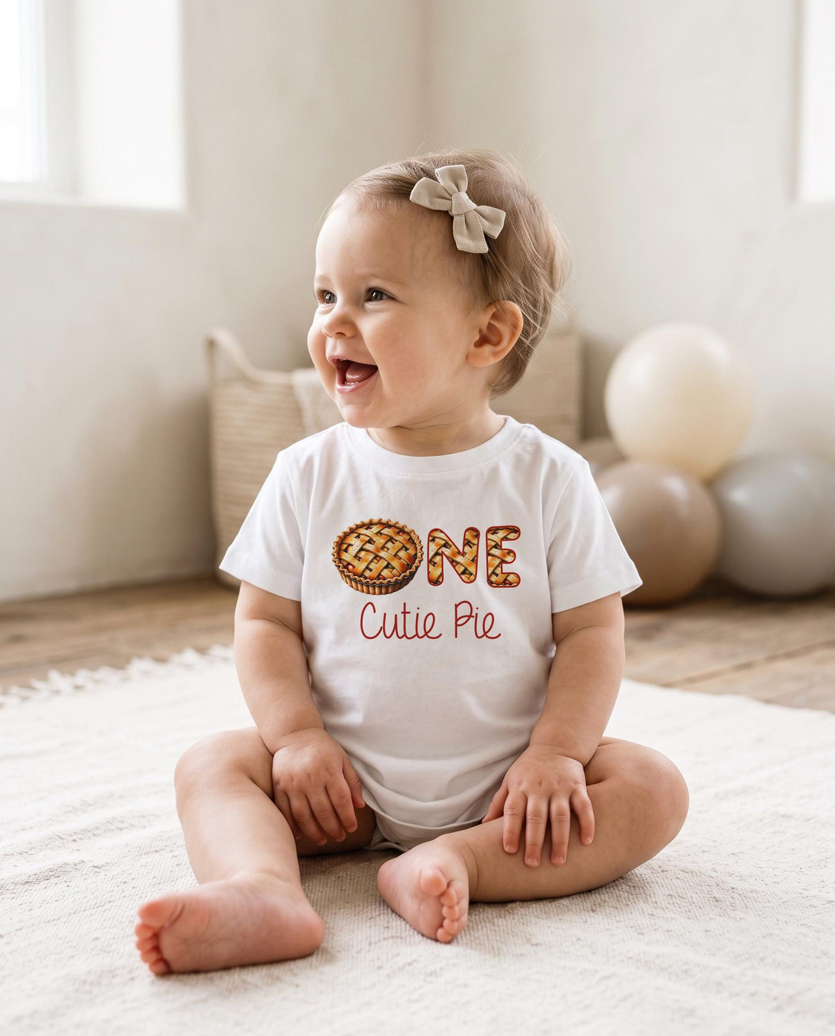 one cutie pie cake smash outfit for fall birthday girls