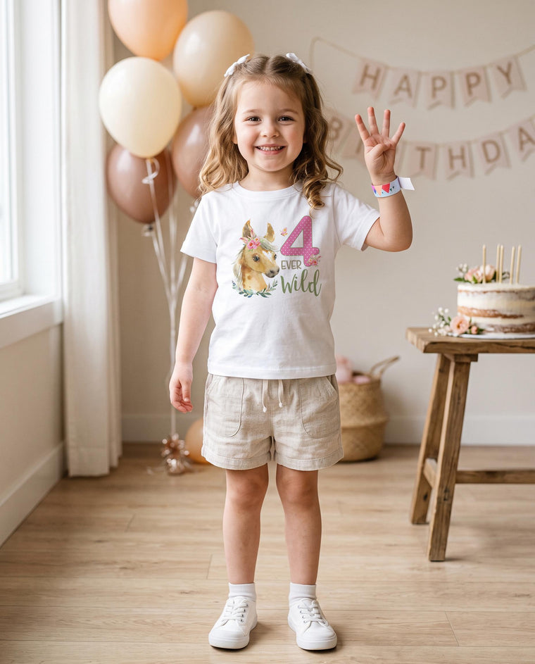 Four Ever Wild Horse Fourth Birthday Shirt, Pony Party Dress