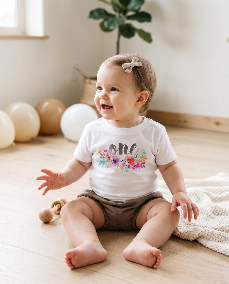 First Birthday shirt, Floral Wreath One, Baby Birthday shirt, 1st Birthday Outfit, Personalized Birthday Shirt, Birthday girl, Boho Birthday