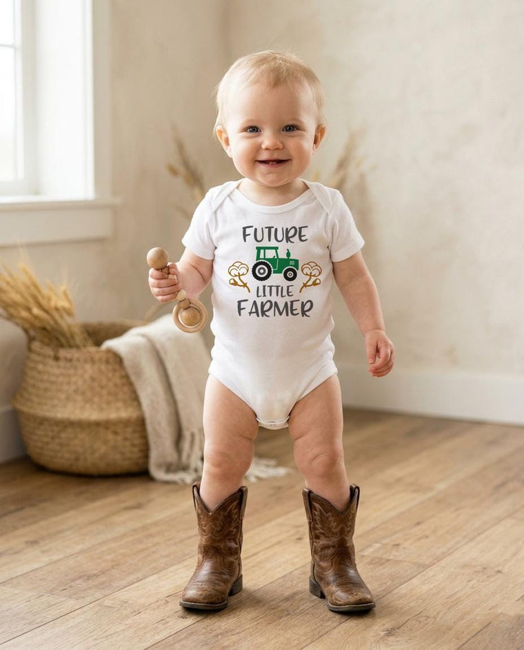 Future Little Farmer Baby Announcement Bodysuit, Country Farm Baby Shower Gift