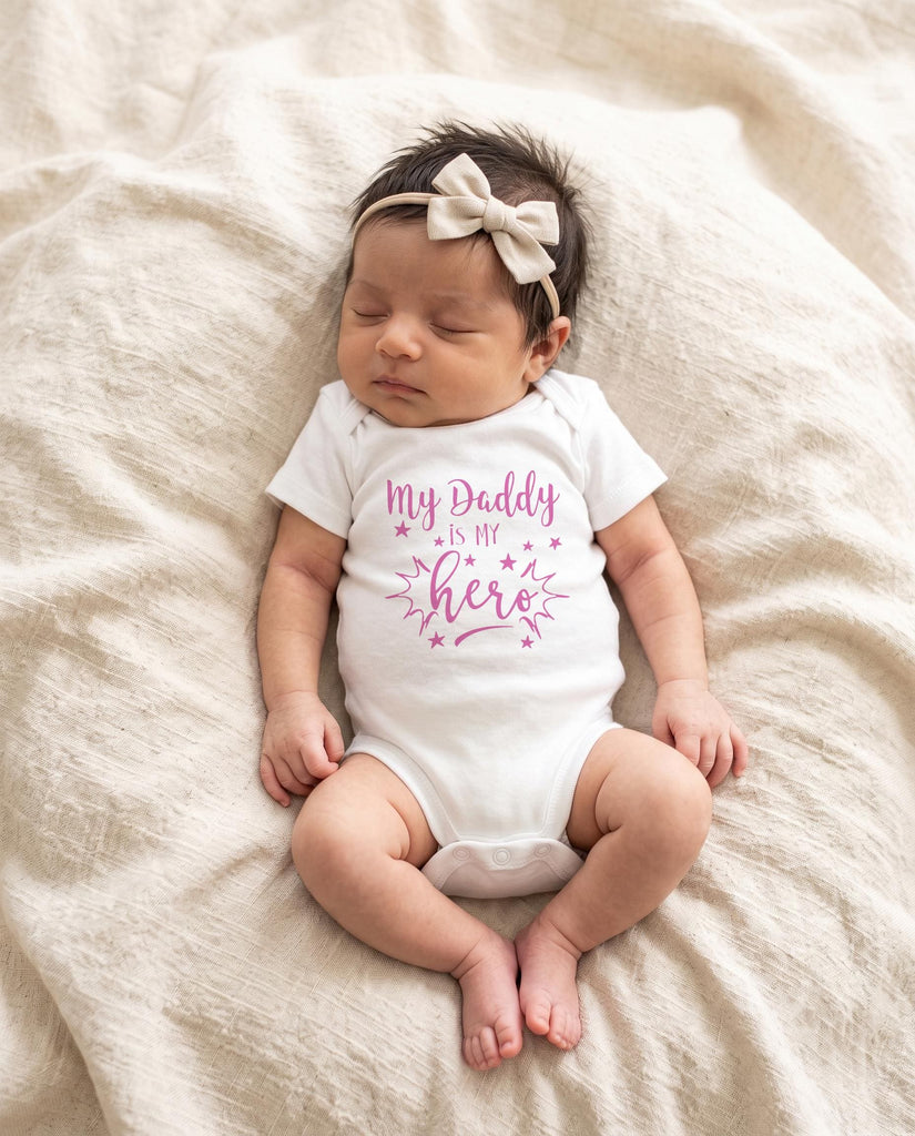 My Daddy Is My Hero baby bodysuit for military police firefighter dad