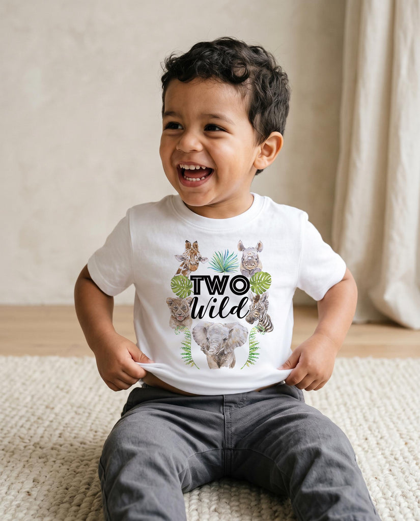 Two Wild Safari Birthday Bodysuit, Boy Second Birthday Jungle Outfit
