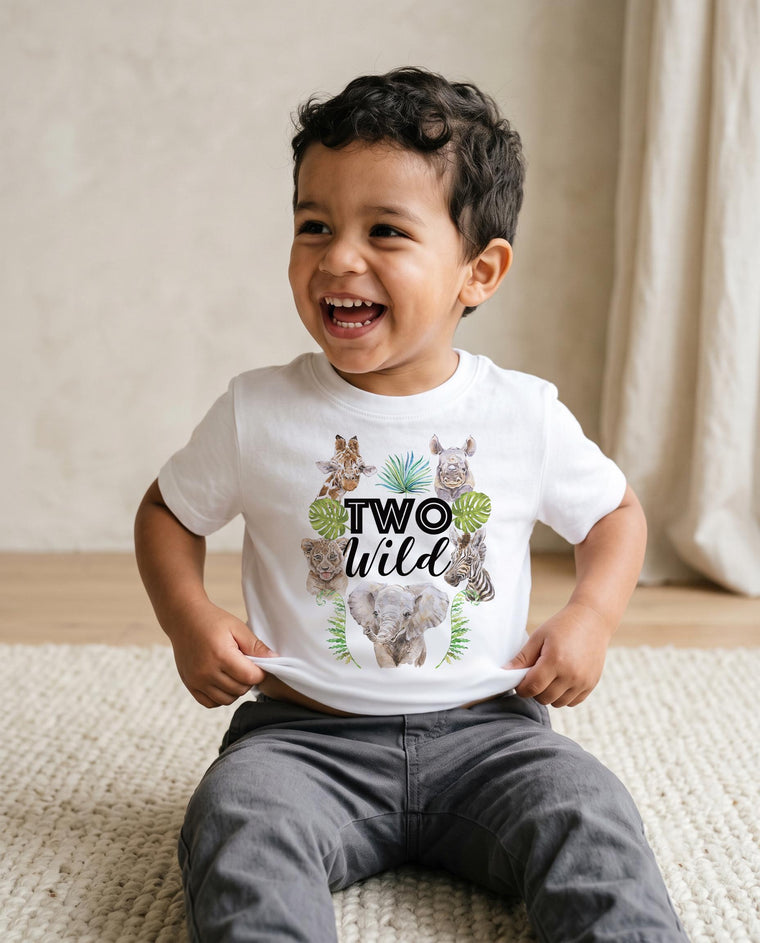 Two Wild Safari Birthday Bodysuit, Boy Second Birthday Jungle Outfit