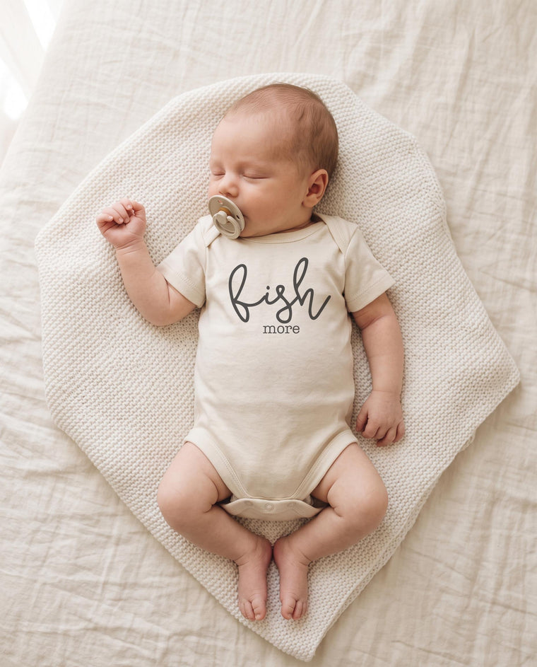 Fish More Organic Baby Bodysuit, Fishing with Daddy Gift