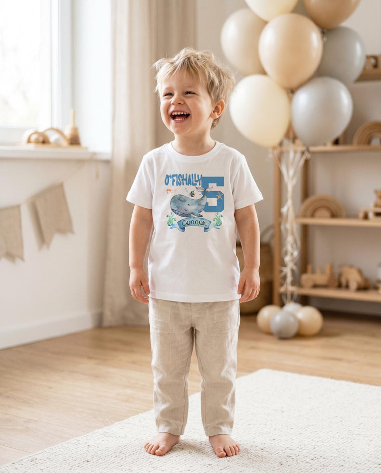 OFishally 5th Birthday Whale Shirt, Under the Sea Ocean Party Tee