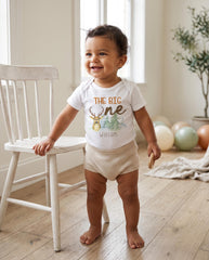 Personalized The Big One deer hunting 1st birthday bodysuit watercolor design