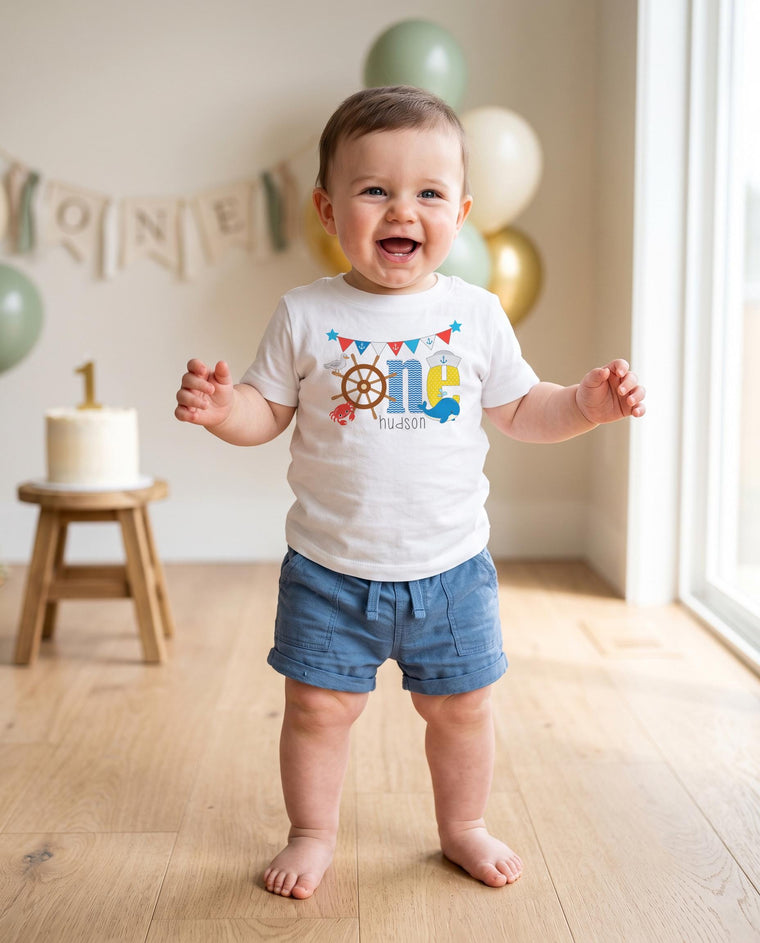 First Birthday Onesie®, Nautical Birthday, 1st Birthday shirt, Ocean Party, Sailor Party, Sea Party Set, Sailboat Birthday, Whale Theme, Sea