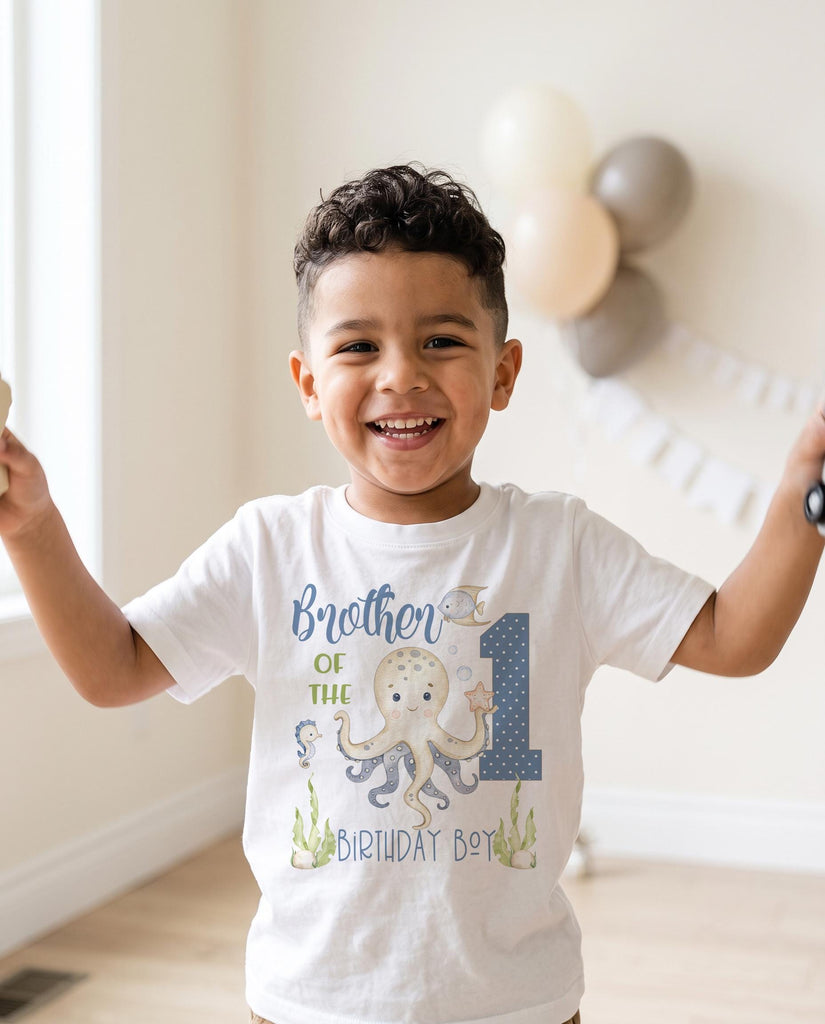 Brother of Birthday Boy octopus under the sea matching sibling shirt