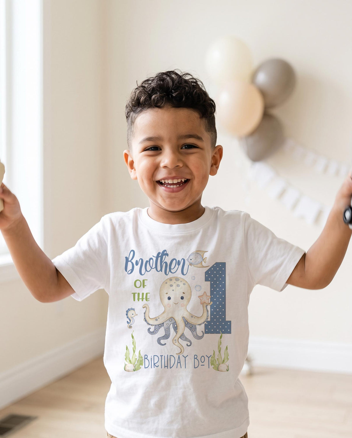 Brother of Birthday Boy octopus under the sea matching sibling shirt