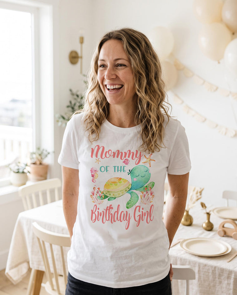 Mommy of the Birthday Girl Turtle Shirt, Under the Sea Party