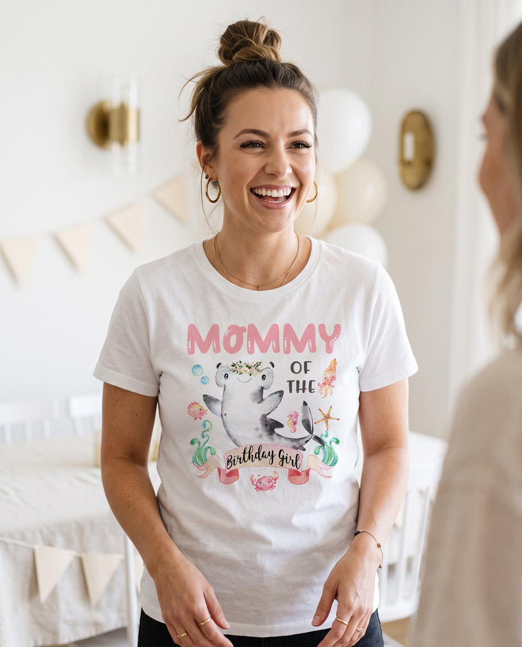 Mommy of the Birthday Girl Shark Shirt, Under the Sea Party