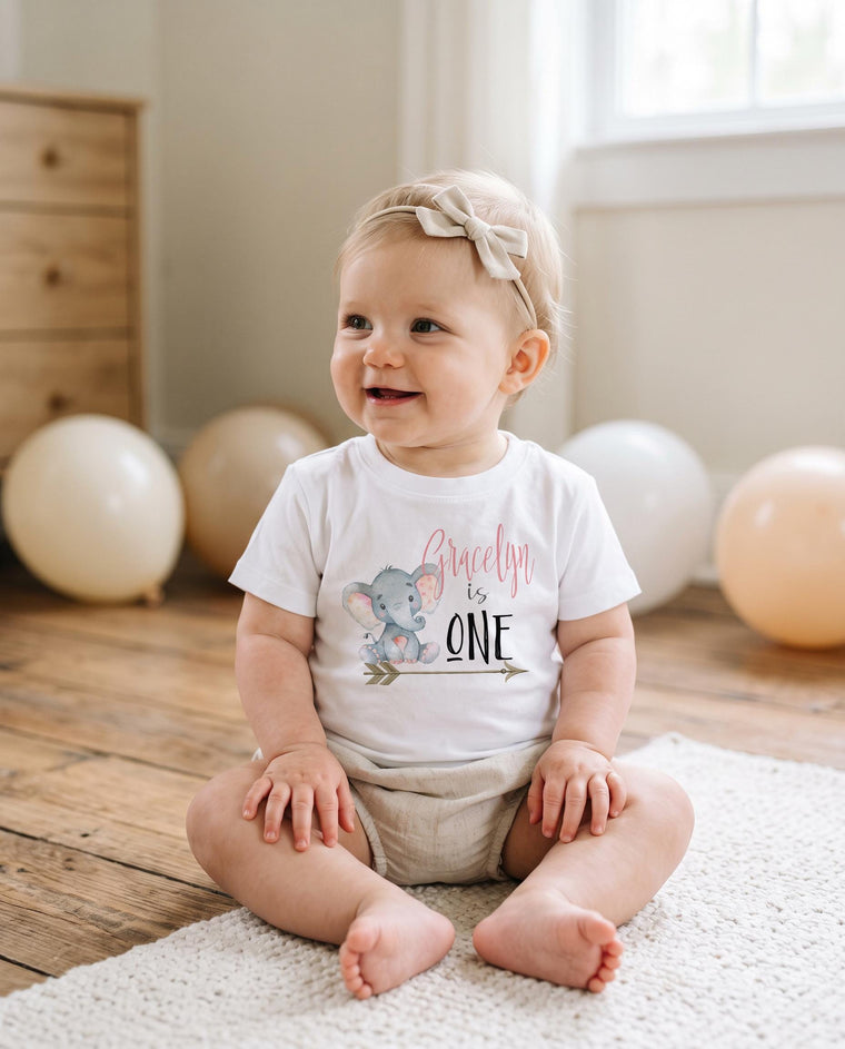 First Birthday, Elephant Theme, Birthday Shirt, 1st Birthday, Personalized Birthday Shirt, Girl Birthday, Birthday Onesie®, Best Seller baby