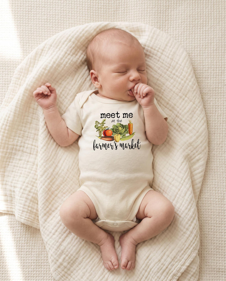 Meet Me at the Farmer's Market Organic Baby Bodysuit, Unisex Gift