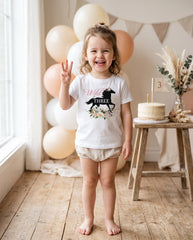 Pink Wild and Three Horse Birthday Shirt, Girls 3rd Birthday Boho Outfit