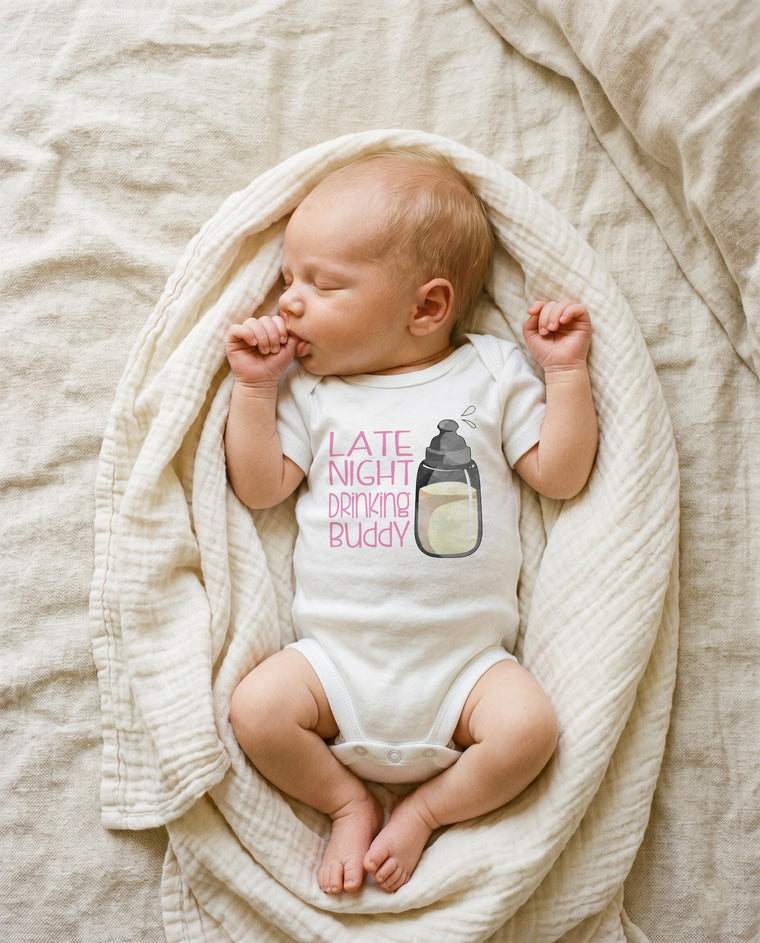 Late Night Drinking Buddy Bodysuit, Pink