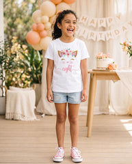 Kitten Floral Crown 8th Birthday Shirt | Girls Cat Party Tee