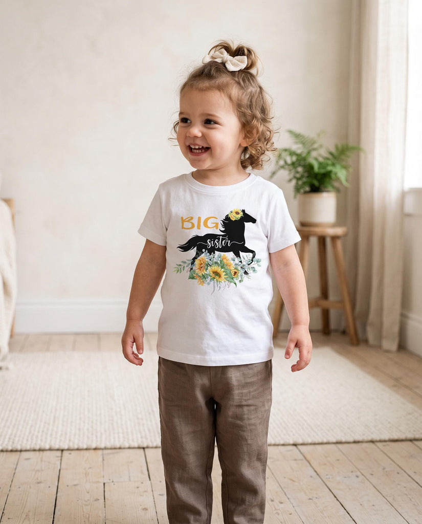 Big Sister text shirt for farm cowgirl country pregnancy reveal