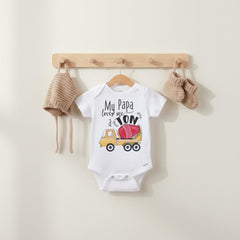 "My papa Loves me a TON".  Such a cute gift for your little grandson!  Let the shirt do the talking!  Everyone will know their Papa is the best!  This cute grandpa theme bodysuit or t-shirt also makes a wonderful baby shower gift!