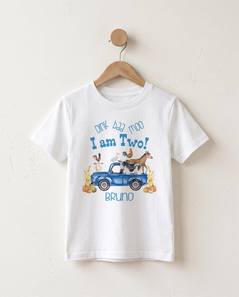 Second Birthday, Oink Baa Moo, Fall Birthday, Personalized Shirt, 2nd Birthday, Blue Truck Party, Pumpkin 2nd Birthday, Boy Birthday SHIRT